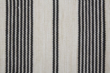 2' X 3' Black And White Striped Dhurrie Hand Woven Stain Resistant Area Rug