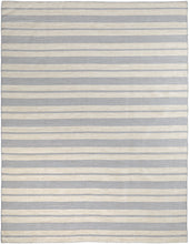 2' X 3' Blue Ivory And Tan Striped Dhurrie Hand Woven Stain Resistant Area Rug
