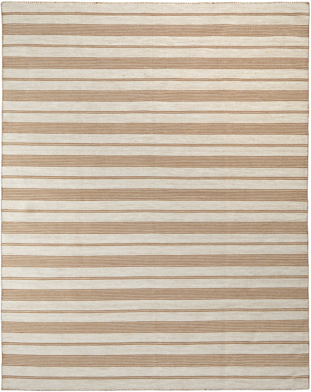 2' X 3' Ivory Taupe And Brown Striped Dhurrie Hand Woven Stain Resistant Area Rug
