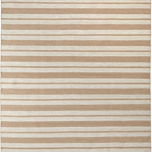 2' X 3' Ivory Taupe And Brown Striped Dhurrie Hand Woven Stain Resistant Area Rug