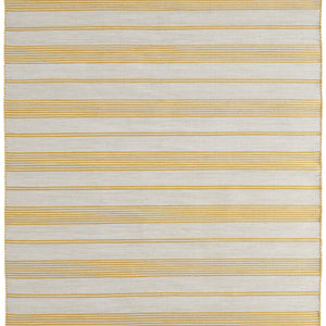 2' X 3' Yellow And Ivory Striped Dhurrie Hand Woven Stain Resistant Area Rug