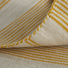 2' X 3' Yellow And Ivory Striped Dhurrie Hand Woven Stain Resistant Area Rug