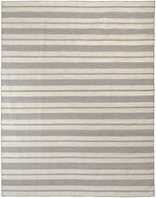 2' X 3' Gray And Ivory Striped Dhurrie Hand Woven Stain Resistant Area Rug