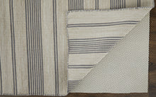 2' X 3' Gray And Ivory Striped Dhurrie Hand Woven Stain Resistant Area Rug