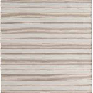 2' X 3' Ivory And Taupe Striped Dhurrie Hand Woven Stain Resistant Area Rug