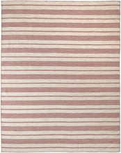 Red And Ivory Striped Dhurrie Hand Woven Stain Resistant Area Rug - 2' x 3'