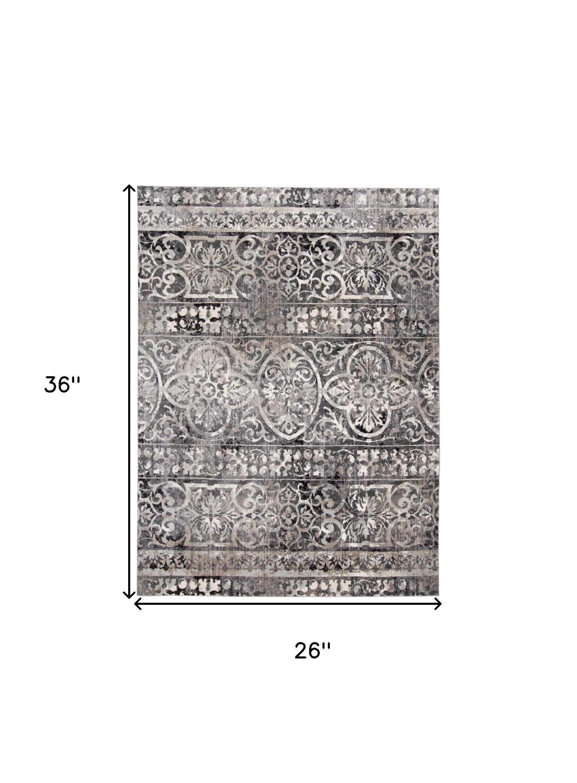 2' X 3' Gray Ivory And Taupe Abstract Stain Resistant Area Rug