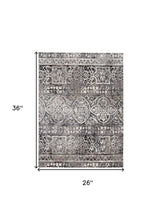 2' X 3' Gray Ivory And Taupe Abstract Stain Resistant Area Rug