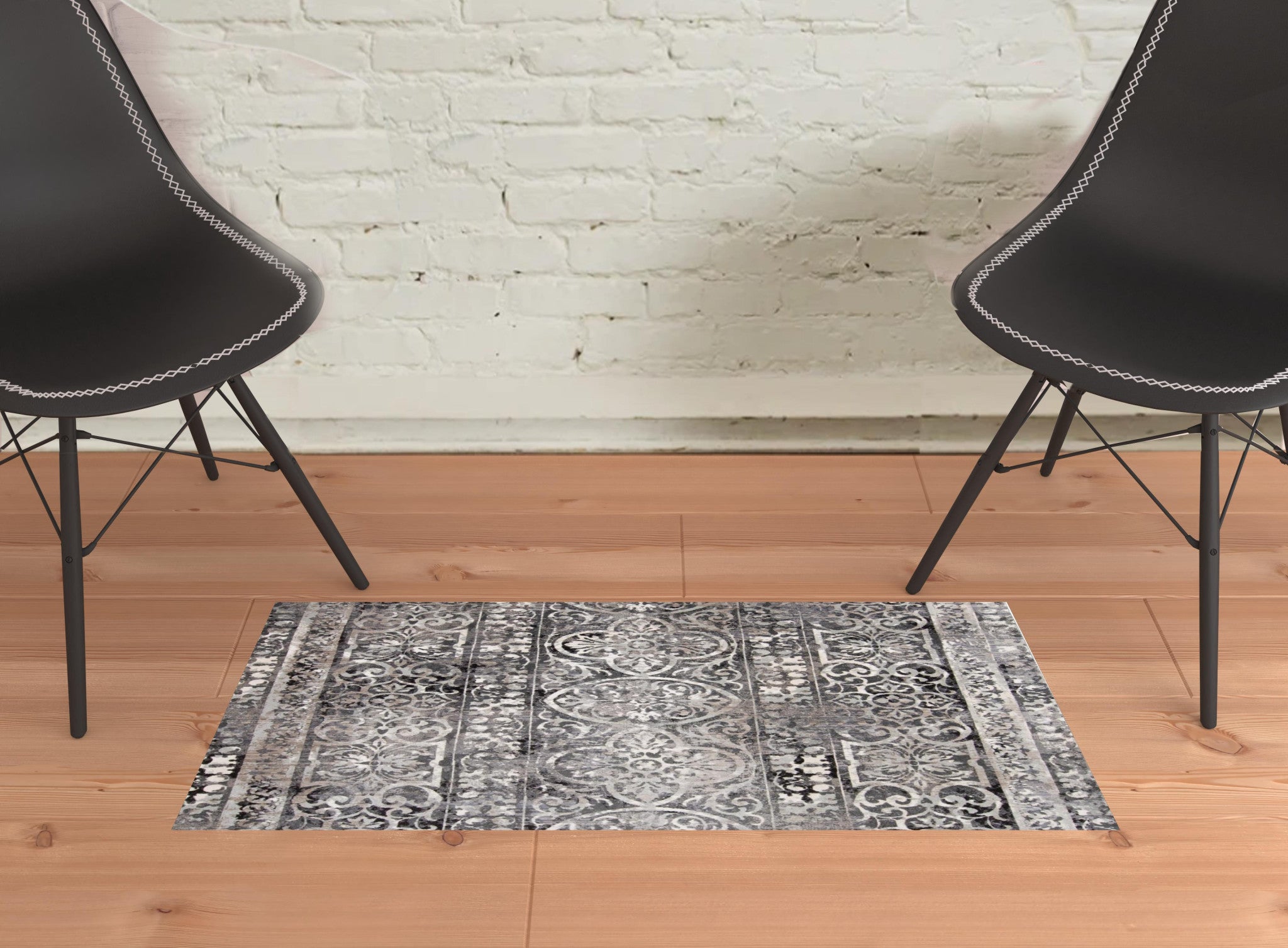2' X 3' Gray Ivory And Taupe Abstract Stain Resistant Area Rug