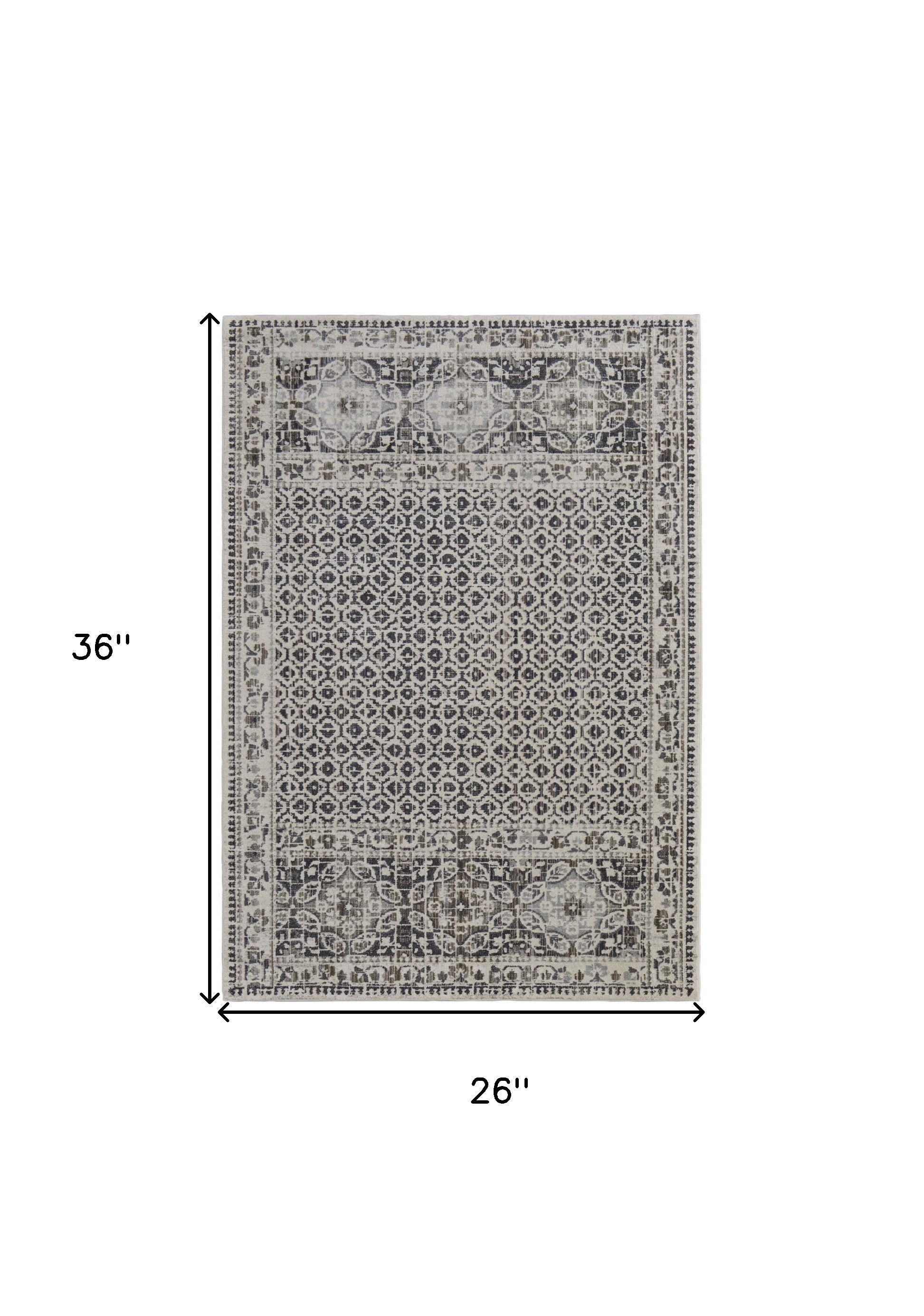 Ivory Taupe And Gray Abstract Stain Resistant Area Rug - 2' x 3'