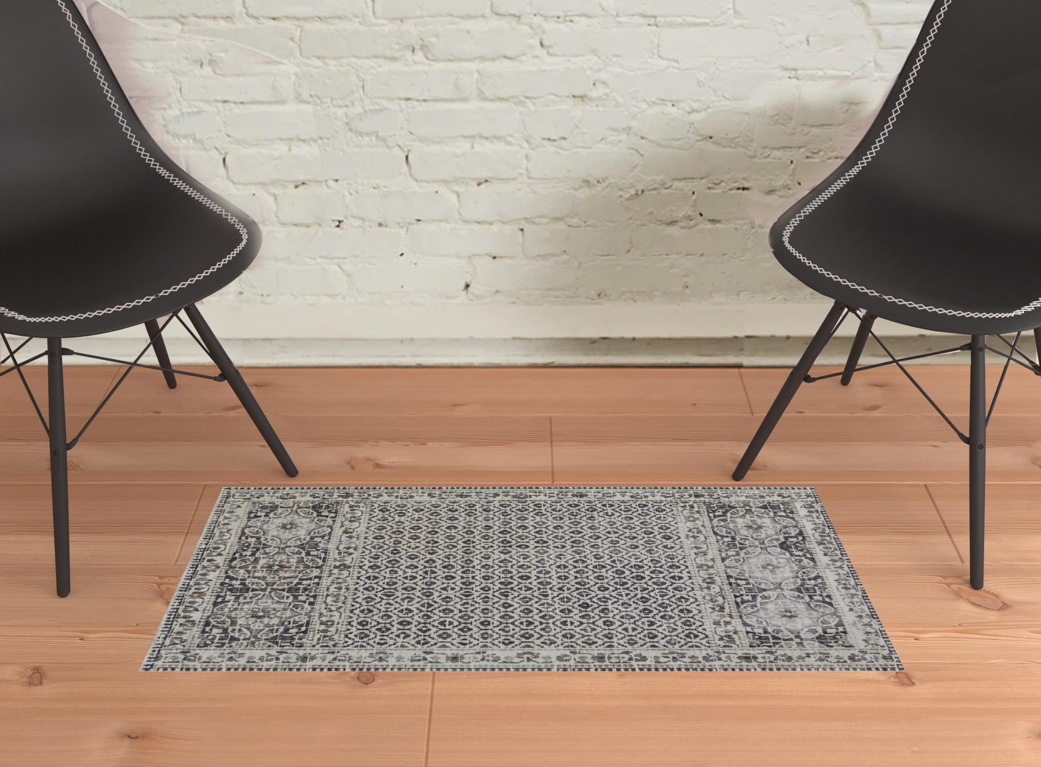 Ivory Taupe And Gray Abstract Stain Resistant Area Rug - 2' x 3'
