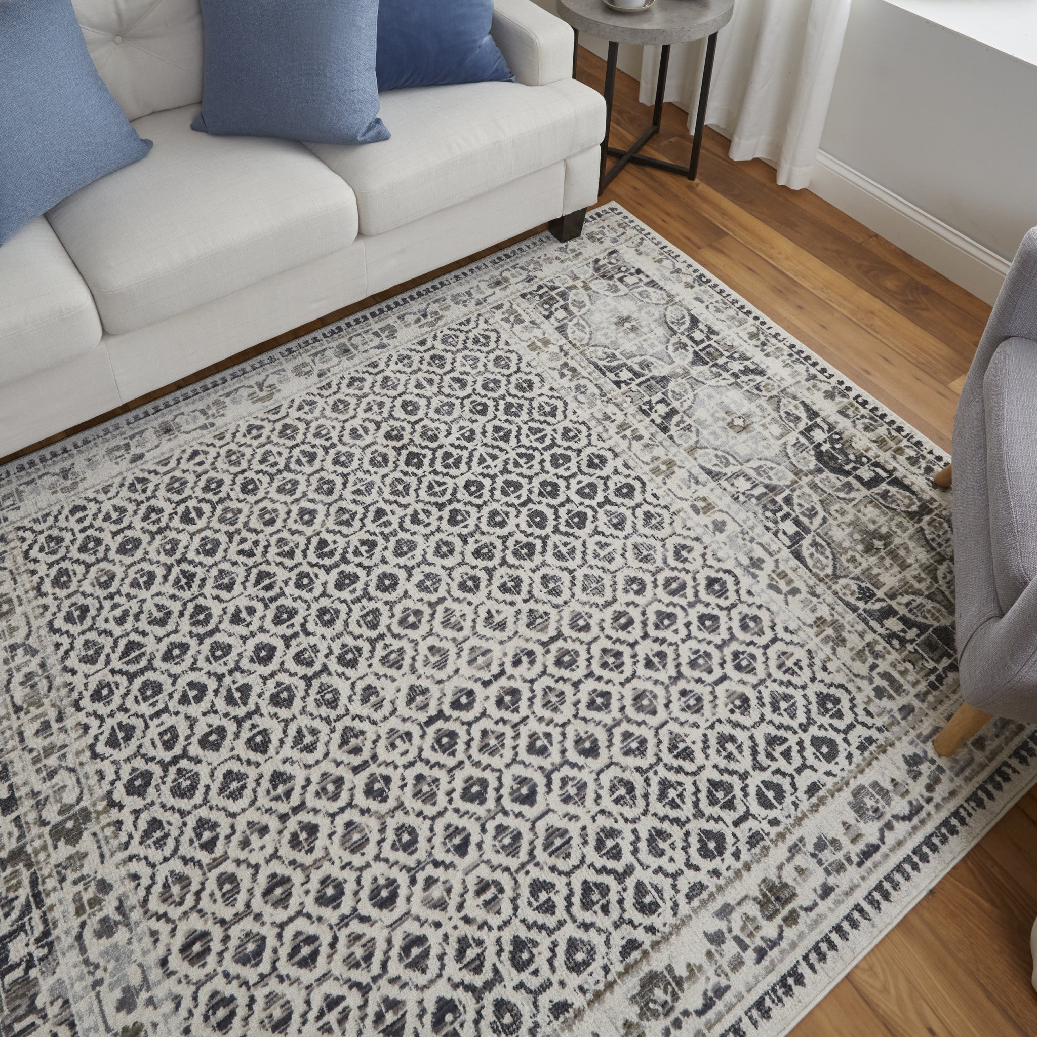 Ivory Taupe And Gray Abstract Stain Resistant Area Rug - 2' x 3'