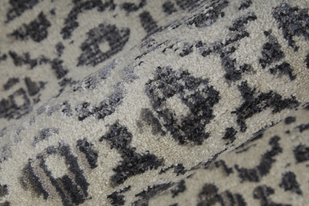 Ivory Taupe And Gray Abstract Stain Resistant Area Rug - 2' x 3'