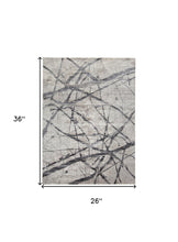 2' X 3' Taupe Gray And Ivory Abstract Stain Resistant Area Rug