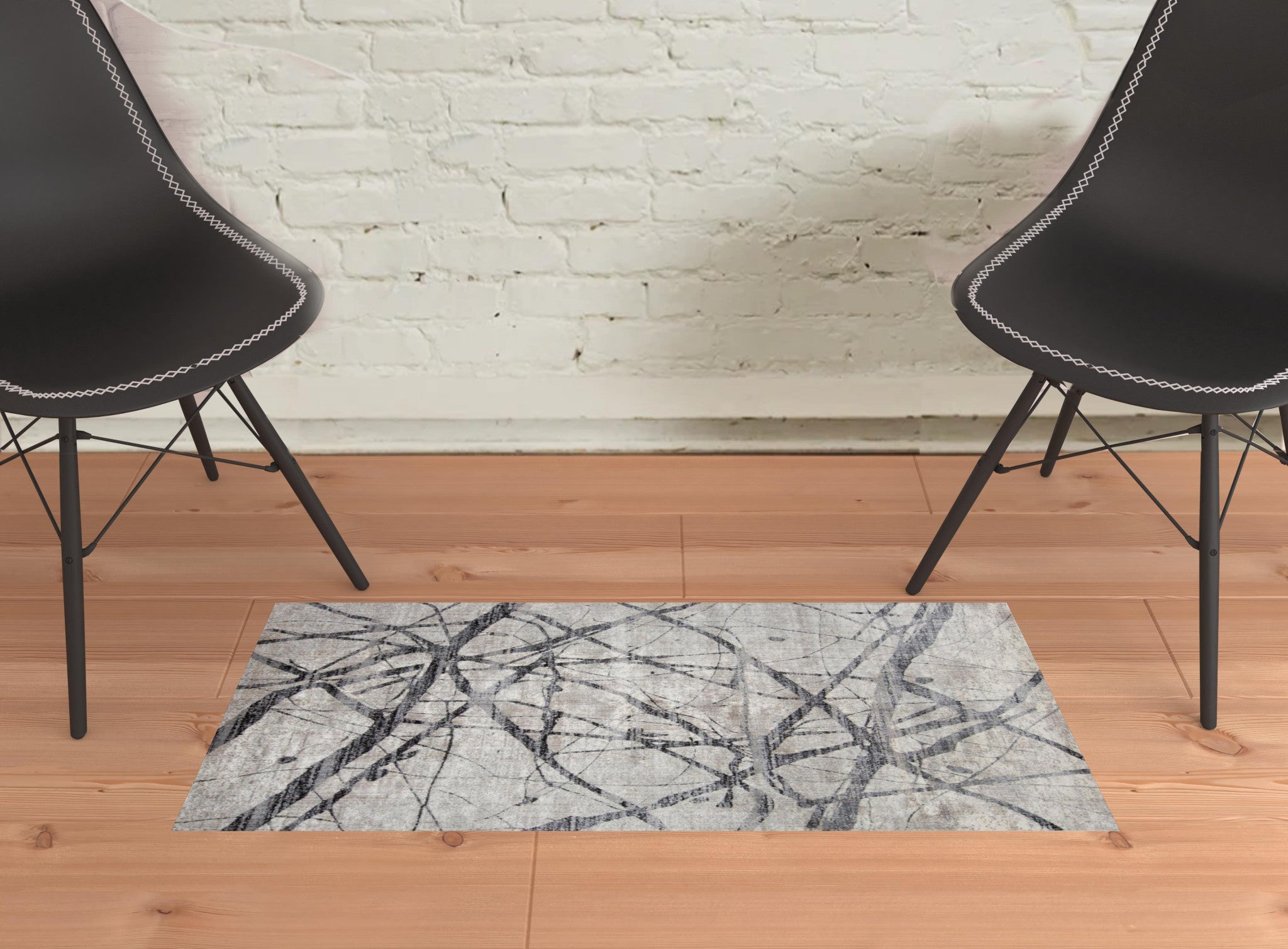 2' X 3' Taupe Gray And Ivory Abstract Stain Resistant Area Rug