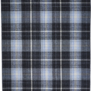 2' X 3' Black Blue And White Abstract Hand Woven Stain Resistant Area Rug