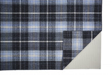 2' X 3' Black Blue And White Abstract Hand Woven Stain Resistant Area Rug