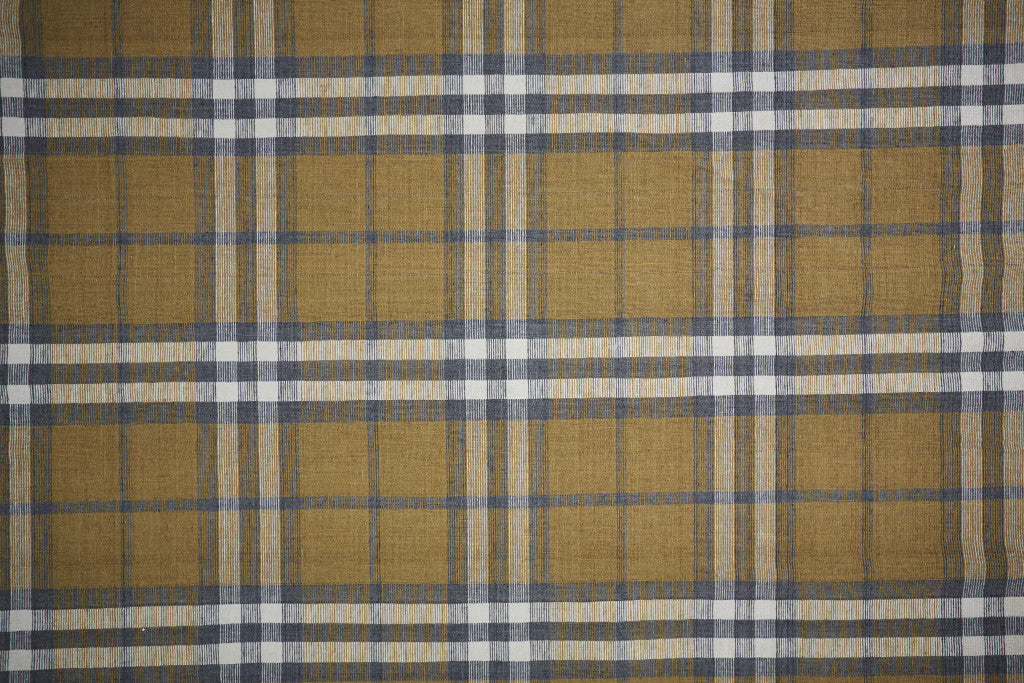 Gold Blue And White Abstract Hand Woven Stain Resistant Area Rug