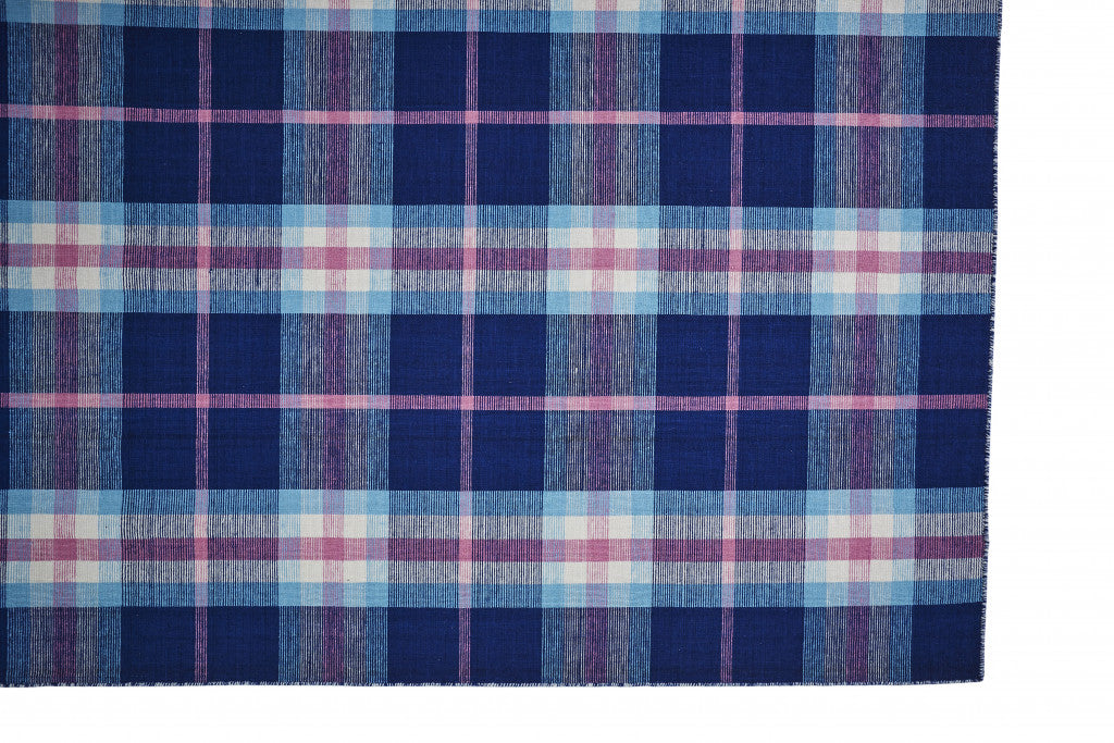 2' X 3' Blue Pink And White Abstract Hand Woven Stain Resistant Area Rug