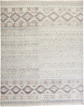 2' X 3' Gray Ivory And Pink Geometric Hand Knotted Area Rug
