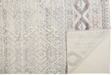 2' X 3' Gray Ivory And Pink Geometric Hand Knotted Area Rug