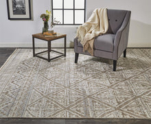 2' X 3' Ivory Tan And Gray Geometric Hand Knotted Area Rug