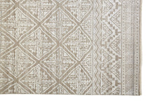 2' X 3' Ivory Tan And Gray Geometric Hand Knotted Area Rug