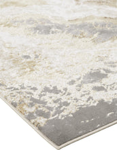 Ivory Silver And Gold Abstract Stain Resistant Area Rug - 2' x 3'