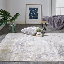 2' X 3' Ivory Gold And Gray Abstract Stain Resistant Area Rug