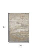 2' X 3' Ivory Gold And Gray Abstract Stain Resistant Area Rug