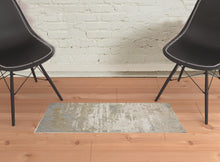 2' X 3' Ivory Gold And Gray Abstract Stain Resistant Area Rug