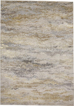 2' X 3' Gold Gray And Ivory Abstract Stain Resistant Area Rug