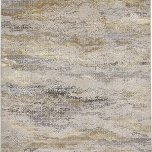 2' X 3' Gold Gray And Ivory Abstract Stain Resistant Area Rug