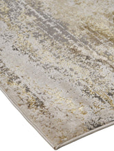 2' X 3' Gold Gray And Ivory Abstract Stain Resistant Area Rug