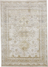 Gold And Ivory Floral Stain Resistant Area Rug - 2' x 3'