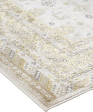 Gold And Ivory Floral Stain Resistant Area Rug - 2' x 3'