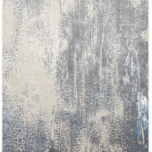 Gray Blue And Ivory Abstract Stain Resistant Area Rug - 2' x 3'