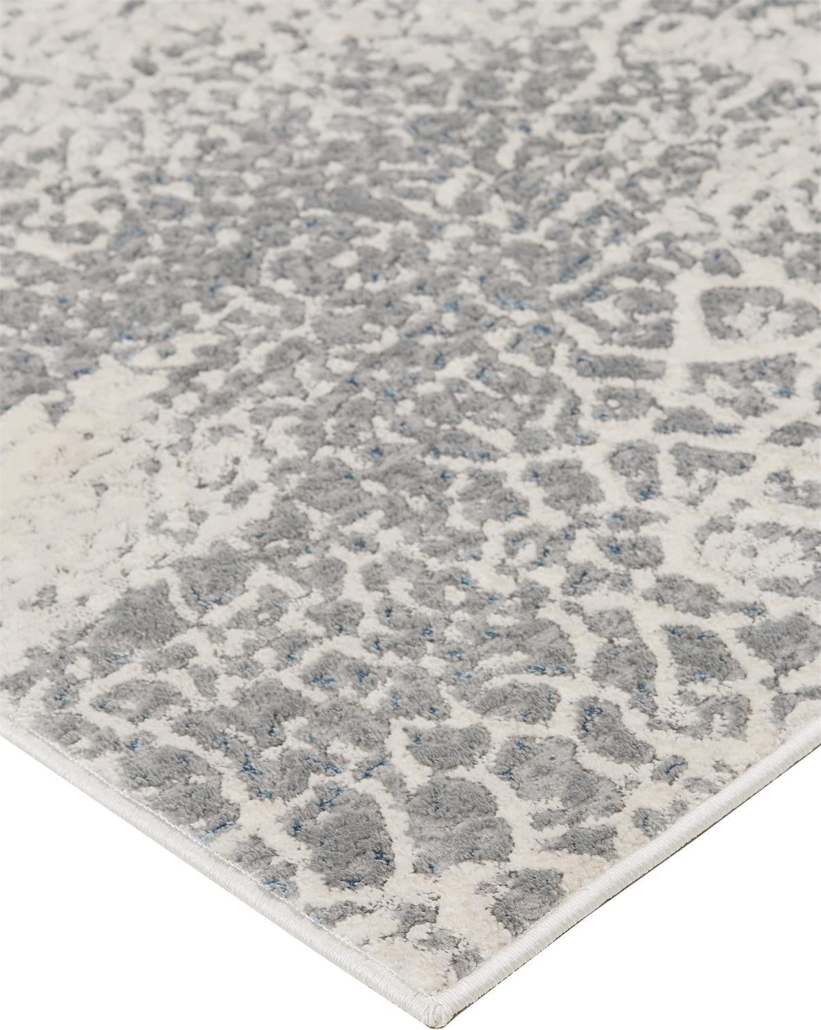 Gray Blue And Ivory Abstract Stain Resistant Area Rug - 2' x 3'