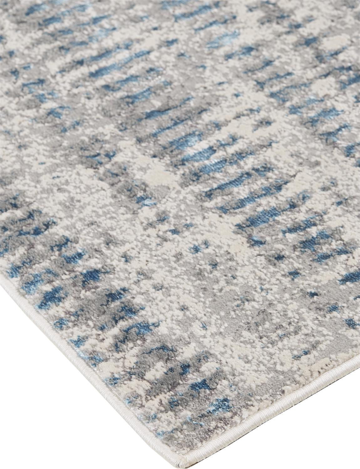 2' X 3' Blue Gray And Ivory Abstract Stain Resistant Area Rug