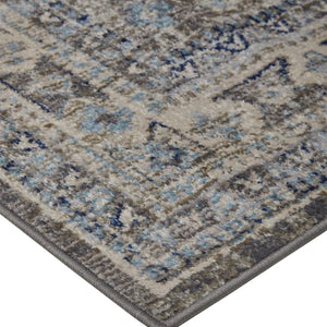 2' X 3' Gray Brown And Blue Floral Stain Resistant Area Rug