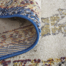 2' X 3' Ivory Gold And Blue Floral Stain Resistant Area Rug