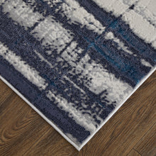 2' X 3' Ivory Blue And Gray Abstract Power Loom Distressed Area Rug
