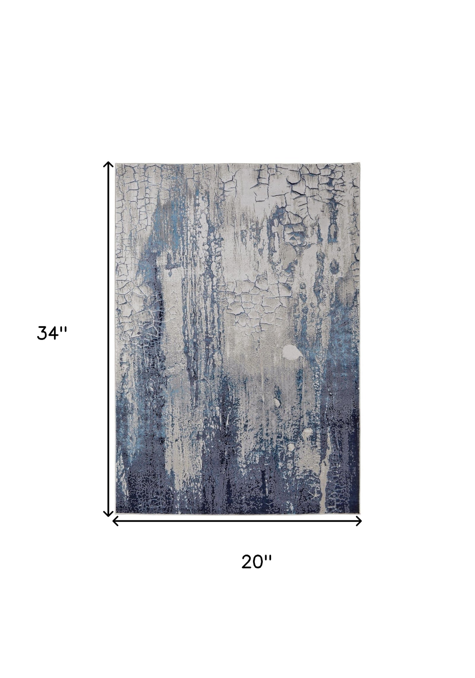 2' X 3' Ivory Blue And Black Abstract Power Loom Distressed Area Rug