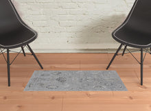 2' X 3' Silver And Black Floral Power Loom Distressed Area Rug
