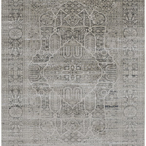 2' X 3' Gray Silver And Taupe Floral Power Loom Distressed Area Rug