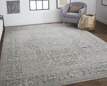 2' X 3' Gray Silver And Taupe Floral Power Loom Distressed Area Rug