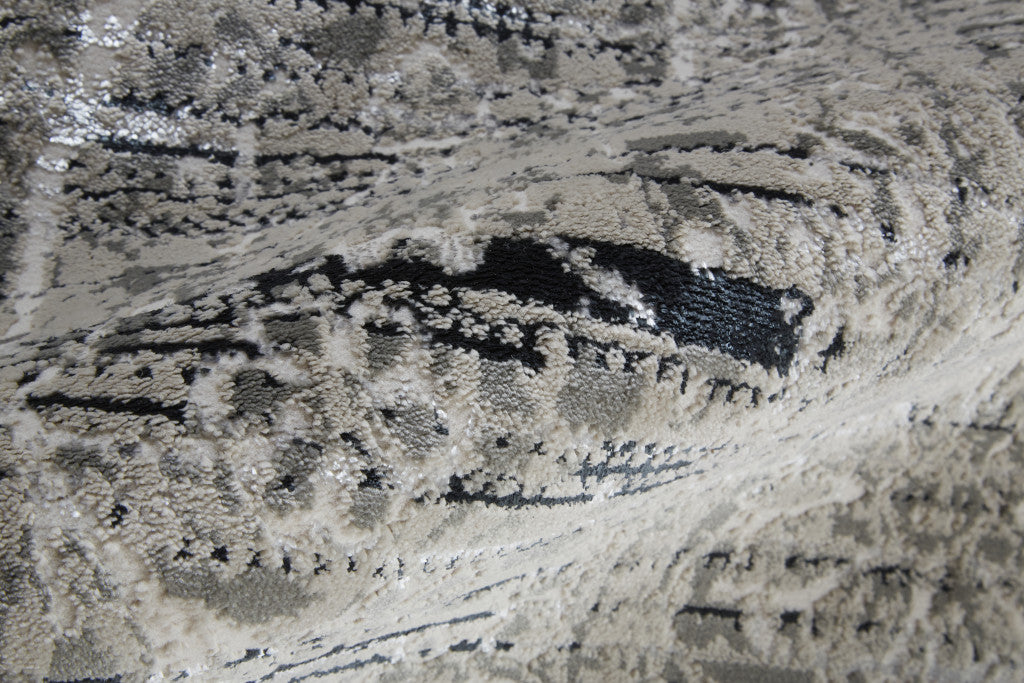 2' X 3' Gray Silver And Taupe Floral Power Loom Distressed Area Rug