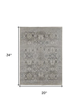 2' X 3' Gray And Silver Abstract Power Loom Distressed Area Rug