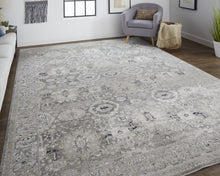 2' X 3' Gray And Silver Abstract Power Loom Distressed Area Rug