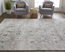2' X 3' Gray And Silver Abstract Power Loom Distressed Area Rug